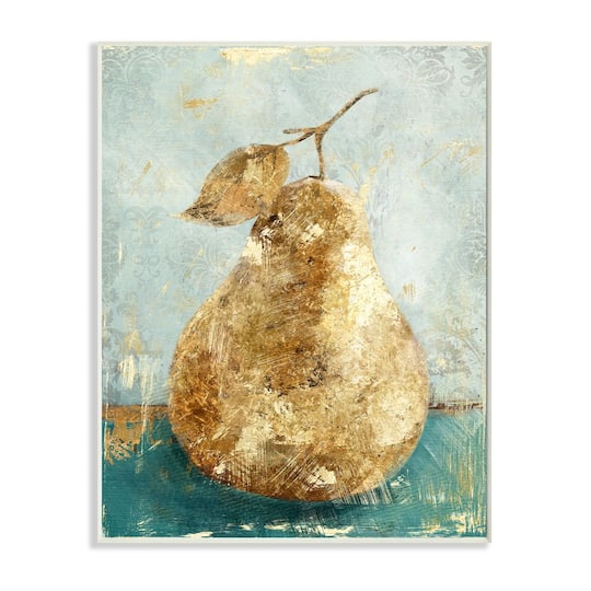 Stupell Industries Golden Pear Green Textured Food Painting Wall Plaque